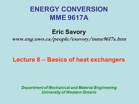 ENERGY CONVERSION MME 9617A Eric Savory