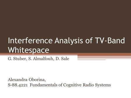 Interference Analysis of TV-Band Whitespace