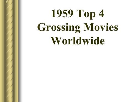 1959 Top 4 Grossing Movies Worldwide. 1959 Top 4 Movies #4) Hint: Classic John Wayne western.