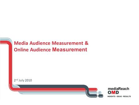 Media Audience Measurement & Online Audience Measurement 2 nd July 2010.