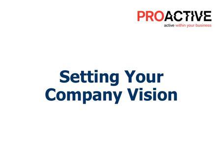 Setting Your Company Vision. VISION IS YOUR: Key Direction Primary Goal Decision Making Tool Setting Your Company Vision.