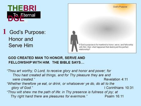 1 God’s Purpose: Honor and Serve Him