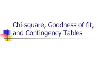 Chi-square, Goodness of fit, and Contingency Tables