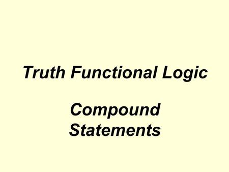 Truth Functional Logic