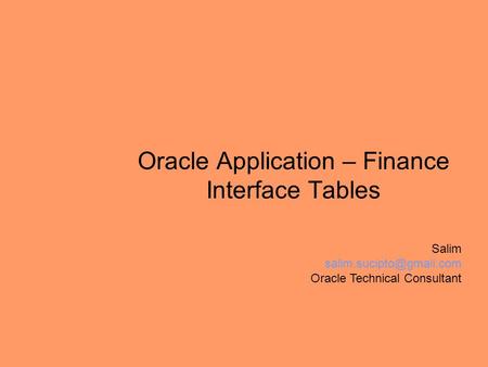 Oracle Application – Finance Interface Tables