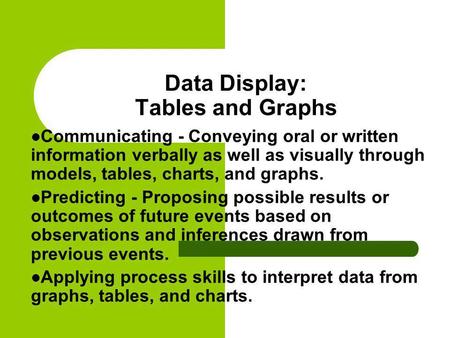 Data Display: Tables and Graphs
