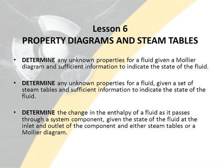 Lesson 6 PROPERTY DIAGRAMS AND STEAM TABLES