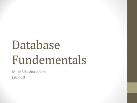 Database Fundementals