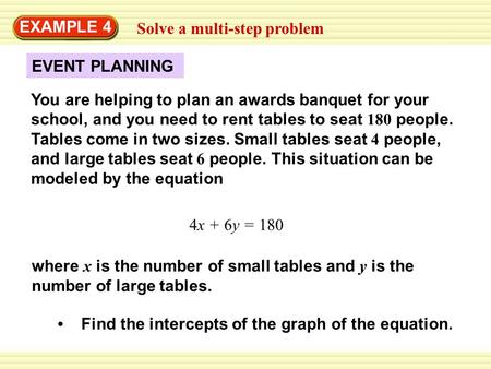 EXAMPLE 4 Solve a multi-step problem EVENT PLANNING