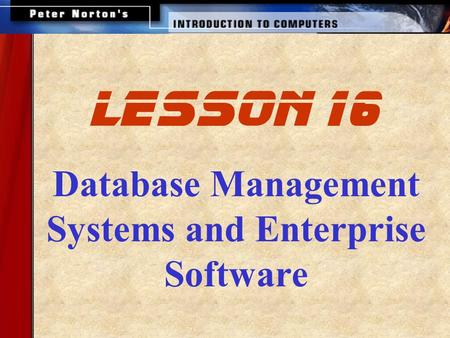 Database Management Systems and Enterprise Software