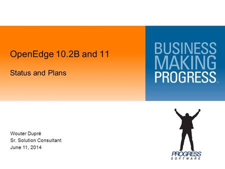 OpenEdge 10.2B and 11 Status and Plans Wouter Dupré Sr. Solution Consultant June 11, 2014.