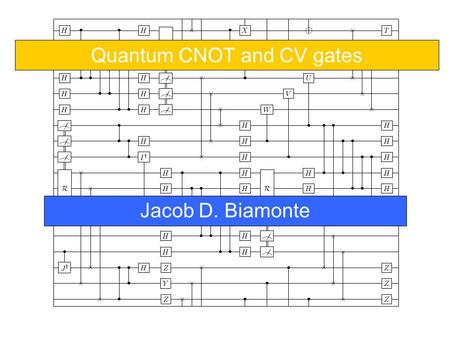 Quantum CNOT and CV gates Jacob D. Biamonte. Direction Realize CNOT and CV Gates as NMR pulses J. Jones, R. Hansen and M. Mosca, Quantum Logic Gates and.