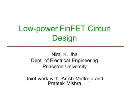 Low-power FinFET Circuit Design