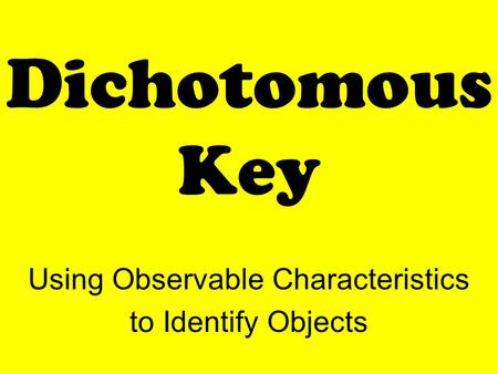 Using Observable Characteristics to Identify Objects