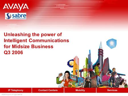 © 2006 Avaya Inc. All rights reserved. Unleashing the power of Intelligent Communications for Midsize Business Q3 2006.