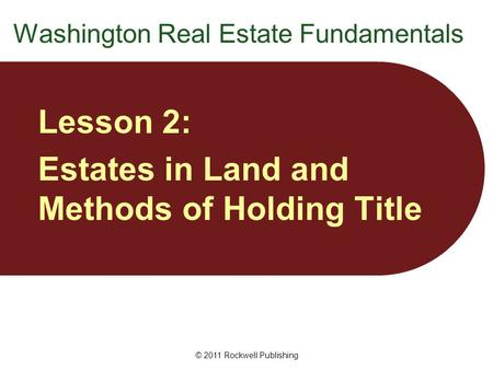 Washington Real Estate Fundamentals