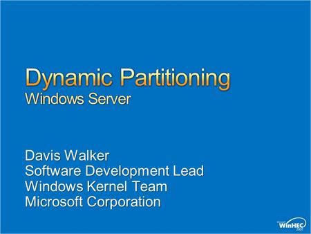 Dynamic Partitioning Windows Server