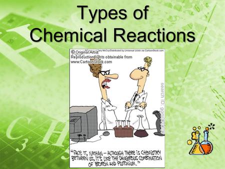 Types of Chemical Reactions. Combination Reaction *Also known as Synthesis A + B AB Putting together elements (or compounds) to make a compound. 2Mg +