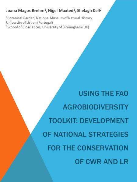 USING THE FAO AGROBIODIVERSITY TOOLKIT: DEVELOPMENT OF NATIONAL STRATEGIES FOR THE CONSERVATION OF CWR AND LR Joana Magos Brehm 1, Nigel Maxted 2, Shelagh.