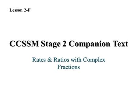 CCSSM Stage 2 Companion Text