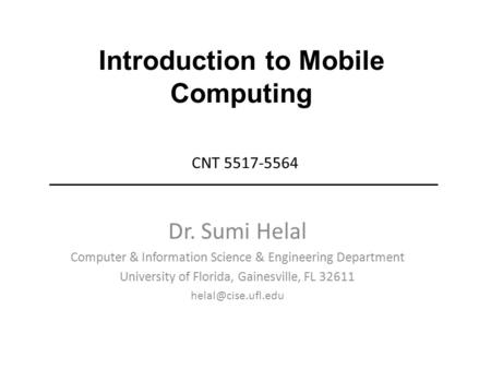Introduction to Mobile Computing CNT