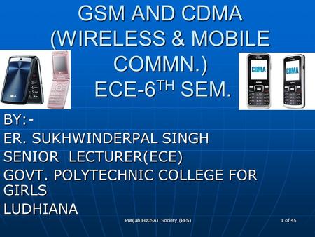 GSM AND CDMA (WIRELESS & MOBILE COMMN.) ECE-6TH SEM.