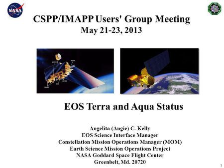 CSPP/IMAPP Users' Group Meeting May 21-23, 2013