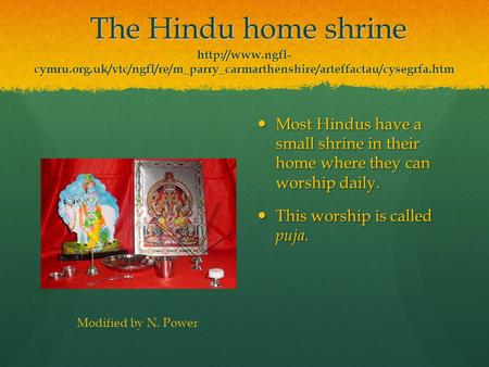 The Hindu home shrine  ngfl-cymru. org