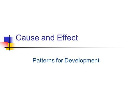 Patterns for Development