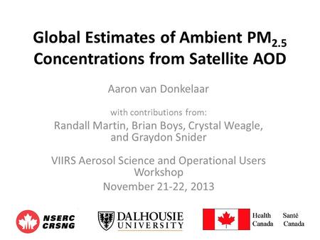 Global Estimates of Ambient PM2.5 Concentrations from Satellite AOD