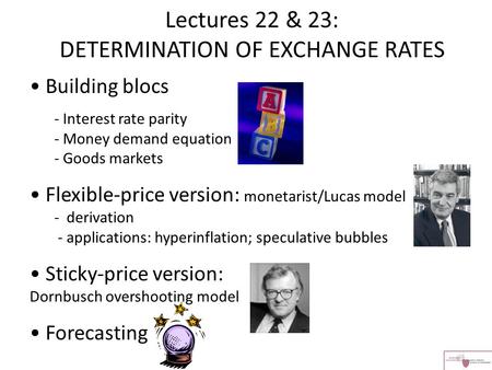 Lectures 22 & 23: DETERMINATION OF EXCHANGE RATES