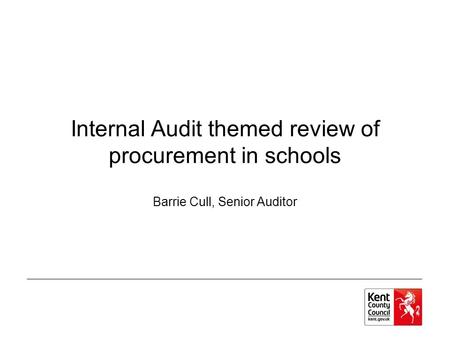 Internal Audit themed review of procurement in schools
