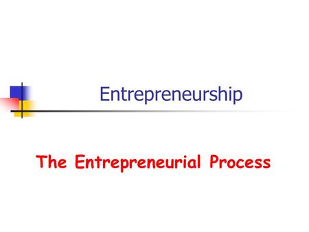 Entrepreneurship The Entrepreneurial Process. What does it take to get started?