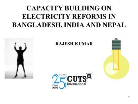 1 CAPACITY BUILDING ON ELECTRICITY REFORMS IN BANGLADESH, INDIA AND NEPAL RAJESH KUMAR.