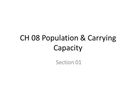 CH 08 Population & Carrying Capacity