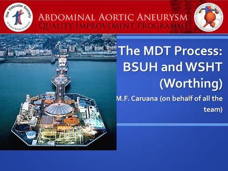 The MDT Process: BSUH and WSHT (Worthing) M.F. Caruana (on behalf of all the team)