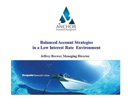 Balanced Account Strategies in a Low Interest Rate Environment Jeffrey Brewer, Managing Director Bespoke financial vision.