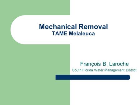 Mechanical Removal TAME Melaleuca