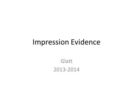 Impression Evidence Glatt 2013-2014.