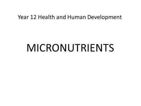 Year 12 Health and Human Development