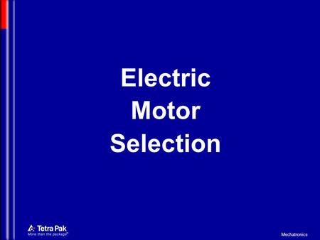 Electric Motor Selection.