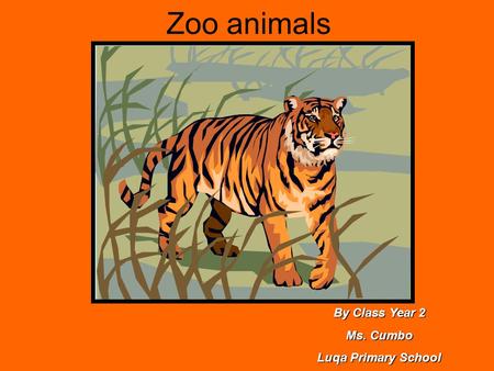 Zoo animals By Class Year 2 Ms. Cumbo Luqa Primary School.