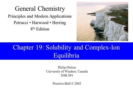 Chapter 19: Solubility and Complex-Ion Equilibria