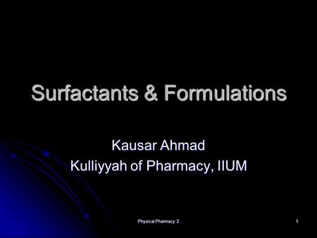 Surfactants & Formulations
