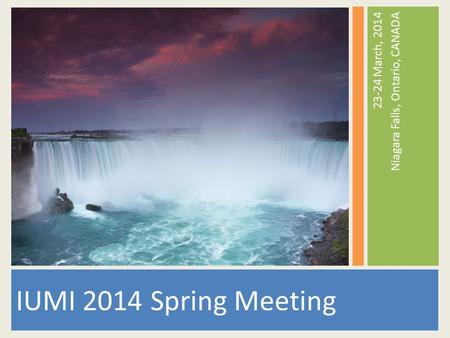 23-24 March, 2014 Niagara Falls, Ontario, CANADA IUMI 2014 Spring Meeting.