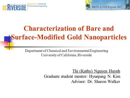 Characterization of Bare and Surface-Modified Gold Nanoparticles