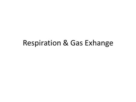 Respiration & Gas Exhange