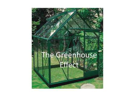 The Greenhouse Effect Earth gases in the atmosphere.