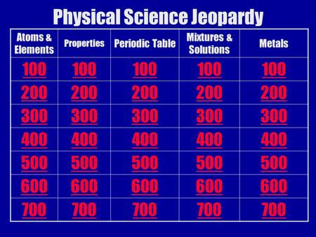 Physical Science Jeopardy