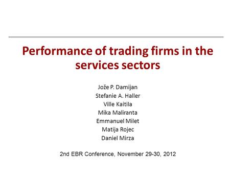 Performance of trading firms in the services sectors